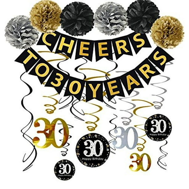 MAGBEA So Happy I’m 30 Banner Gold Glitter Cheer to 30 Years Old Decorations for Men Women 30th Birthday Party Supplies 